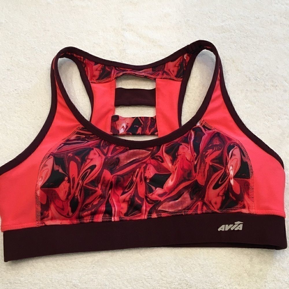 Avia red orange maroon sports bra Medium padded